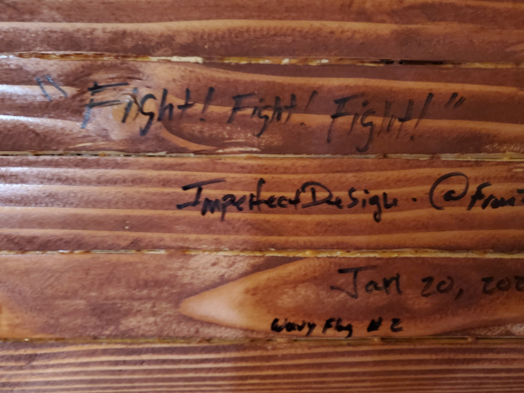 Wood carved USA 1776 wavy flag