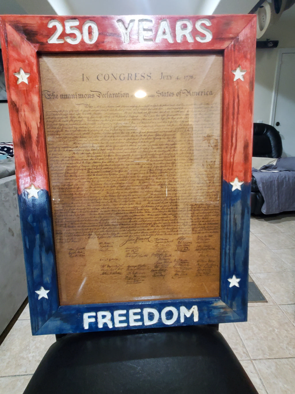 250 Years Freedom framed Declaration of Independence