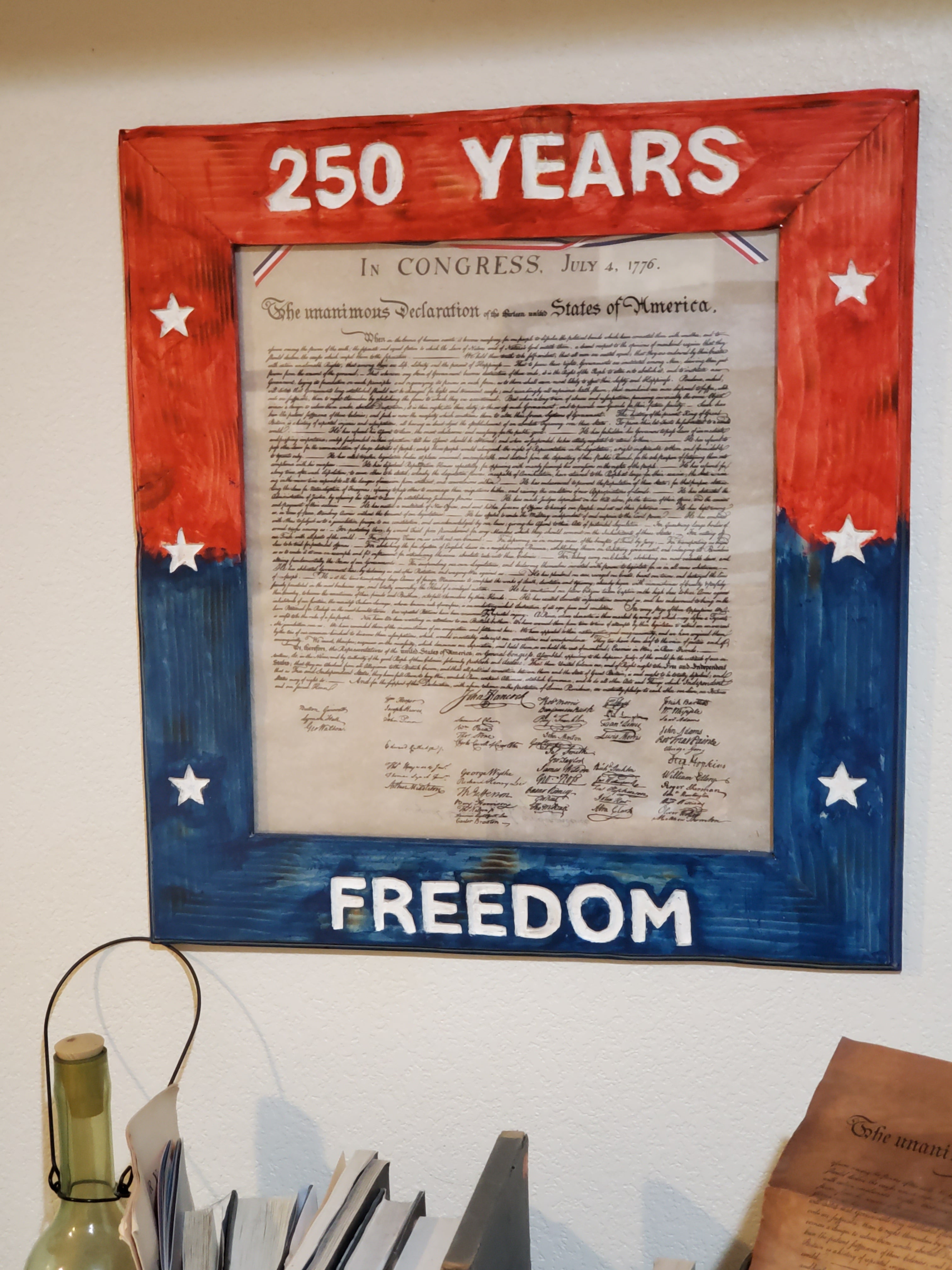250 Years Freedom framed Declaration of Independence