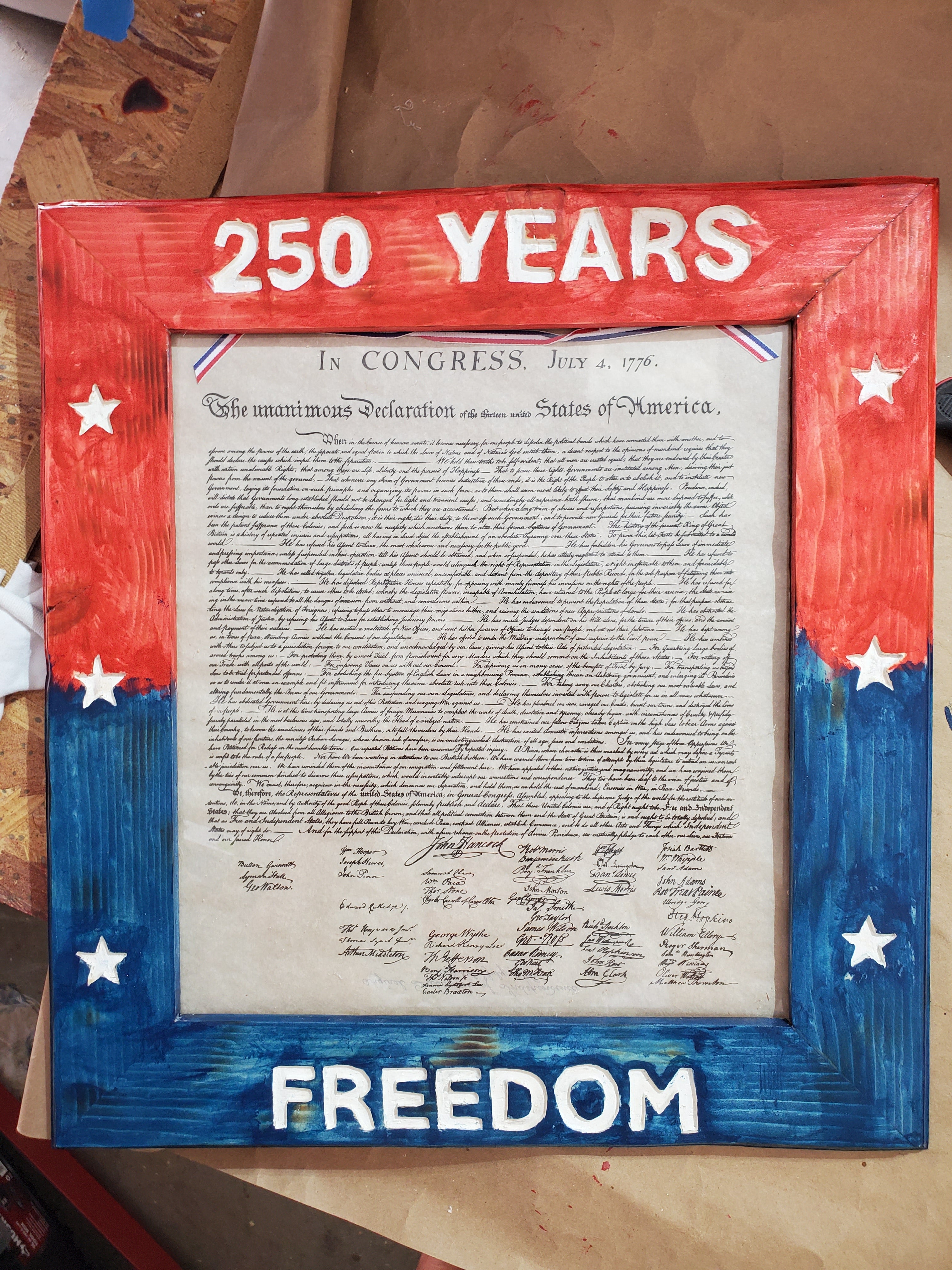 250 Years Freedom framed Declaration of Independence